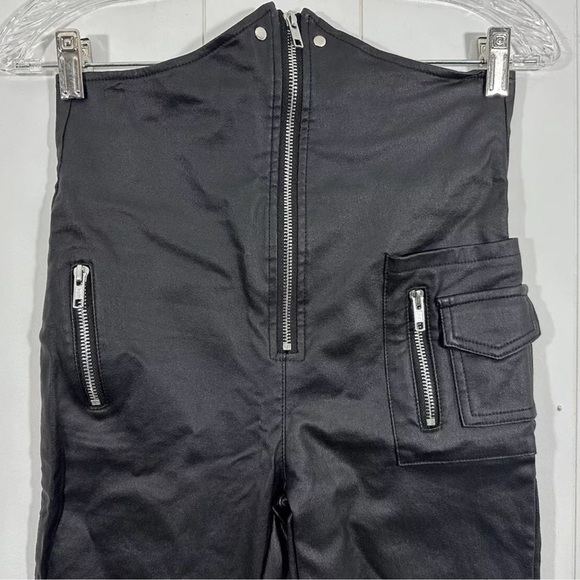 Akira Womens Black Moto Faux Leather Pants Hight Waist Sz Large Zip Front - Picture 3 of 11